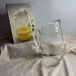 Javit Crystal Mallard Collection Beverage Pitcher Hand Cut Glass